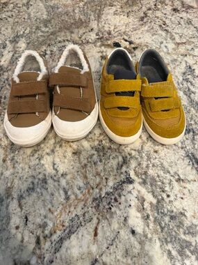 Zara Kids Velcro Sneakers in Brown and Mustard Yellow